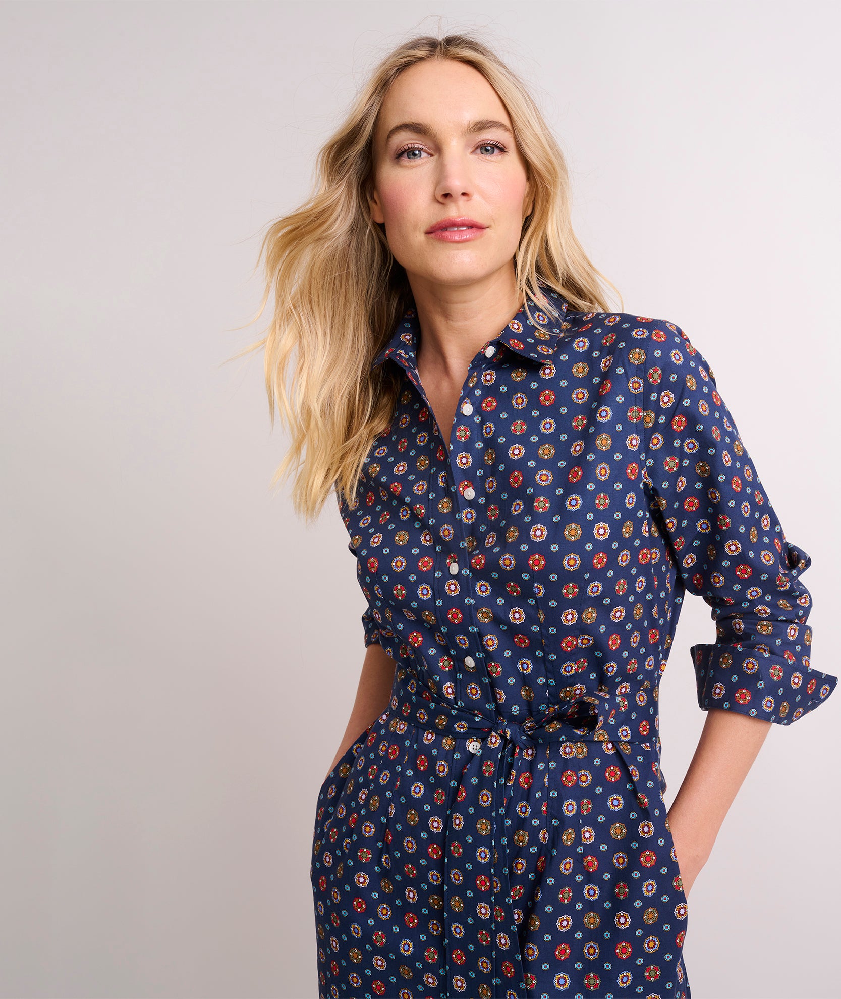 Stretch Cotton Printed Sydney Shirt Dress