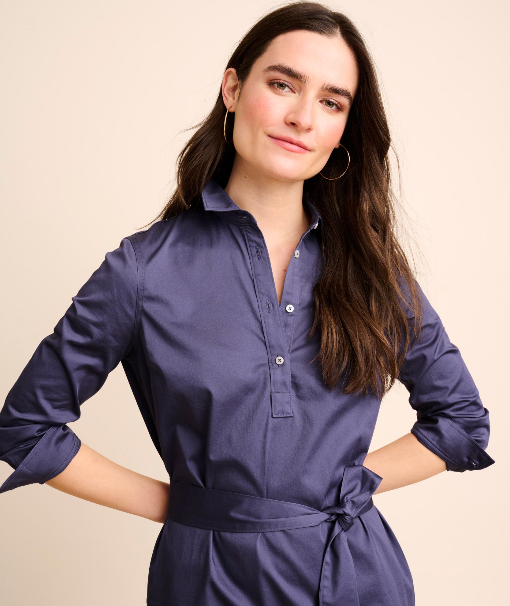 Stretch Cotton Popover Gracie Shirtdress